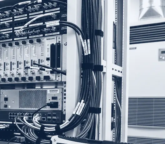 Ilustración: gabinete de equipos de red con su cableado